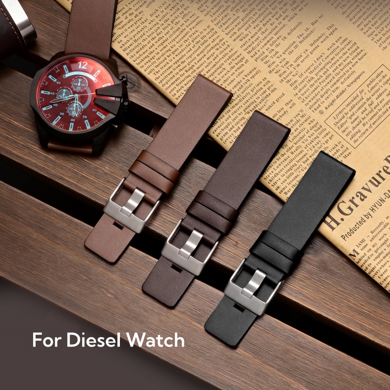 Diesel Watches Smartwatch - Skórzany pasek do zegarka z teksturą,