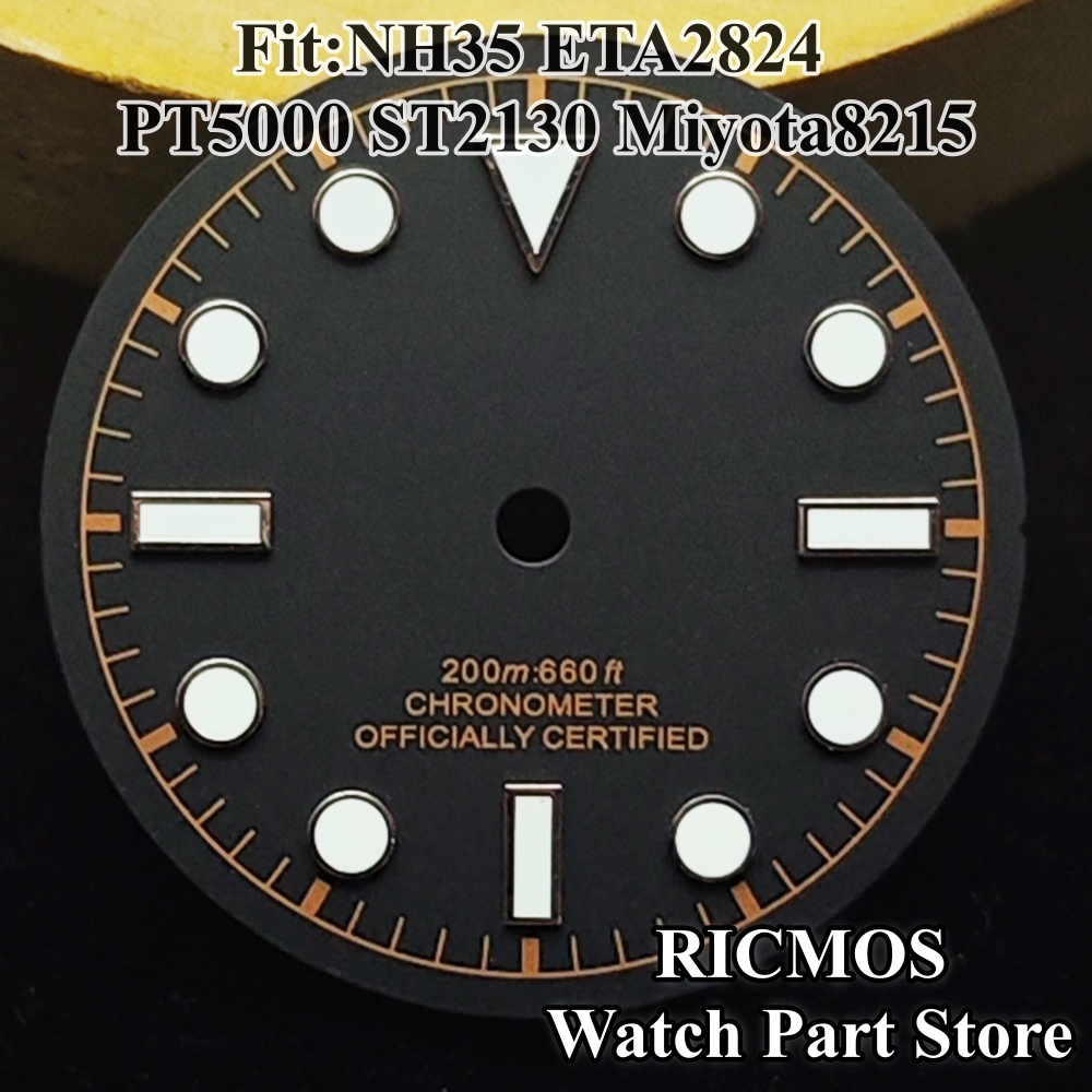 Luminous Dial Face - Czarna tarcza zegarka 28,5 mm NH35