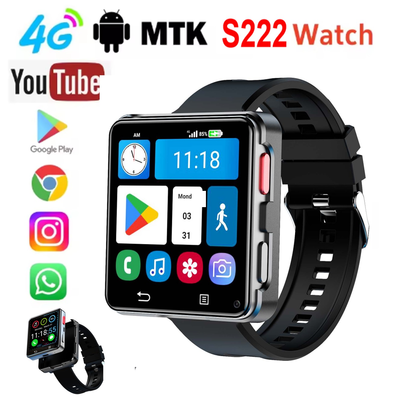 Smartwatch S222 4G z kartą SIM – Smartwatch Watches Smart recenzja i cena